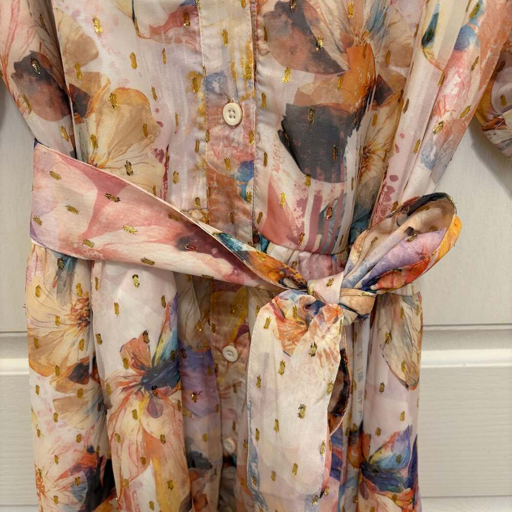 VENUS Floral Shine Detail Maxi Digital Wildflowers sheer Dress - Picture 6 of 10